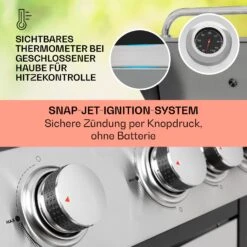 Tomahawk Gasgrill 4x3,6 KW + 2,7 KW Brenner 66x43,5 Cm Grill Edelstahl -Haushaltsgeräte Geschäft 10034710 de 0004 usp