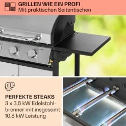 Tomahawk Gasgrill 3 X 3,6 KW Brenner 60 X 43,5 Cm Grill Edelstahl -Haushaltsgeräte Geschäft 10034711 de 0003 usp