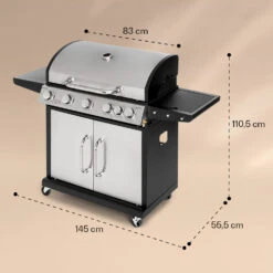 Tomahawk Gasgrill 5x3,6 KW + 2,7 KW Brenner 80x43,5 Cm Grill Edelstahl -Haushaltsgeräte Geschäft 10034712 yy 0007 dimensions