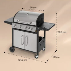Valkyrie Gasgrill 4x3,5 KW + 3,15 KW Brenner 74x44 Cm Grill Edelstahl -Haushaltsgeräte Geschäft 10034715 yy 0008 dimensions