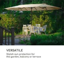 Twin Peaks Sonnenschirm Sonnenschutz 456 X 245 X 268 Cm Polyester -Haushaltsgeräte Geschäft 10034740 yy 0005 logo Blumfeldt Twin Peaks Sonnenschirm creme