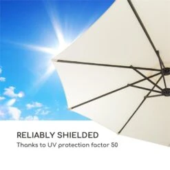 Twin Peaks Sonnenschirm Sonnenschutz 456 X 245 X 268 Cm Polyester -Haushaltsgeräte Geschäft 10034740 yy 0007 logo Blumfeldt Twin Peaks Sonnenschirm creme