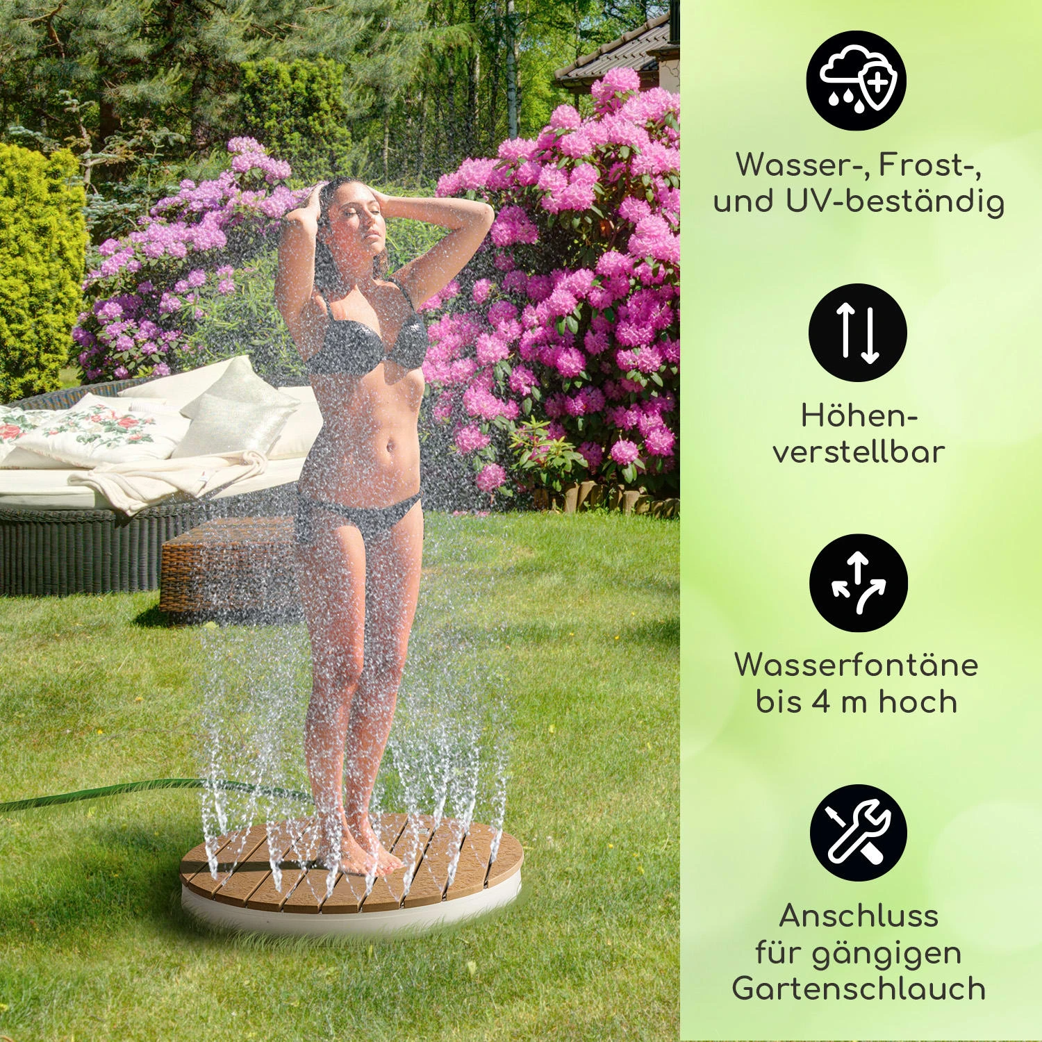 Sumatra Breeze Round Gartendusche WPC Aluminium 70x55cm Rund 4 Sumatra Breeze Round Gartendusche WPC Aluminium 70x55cm Rund – Bild 2