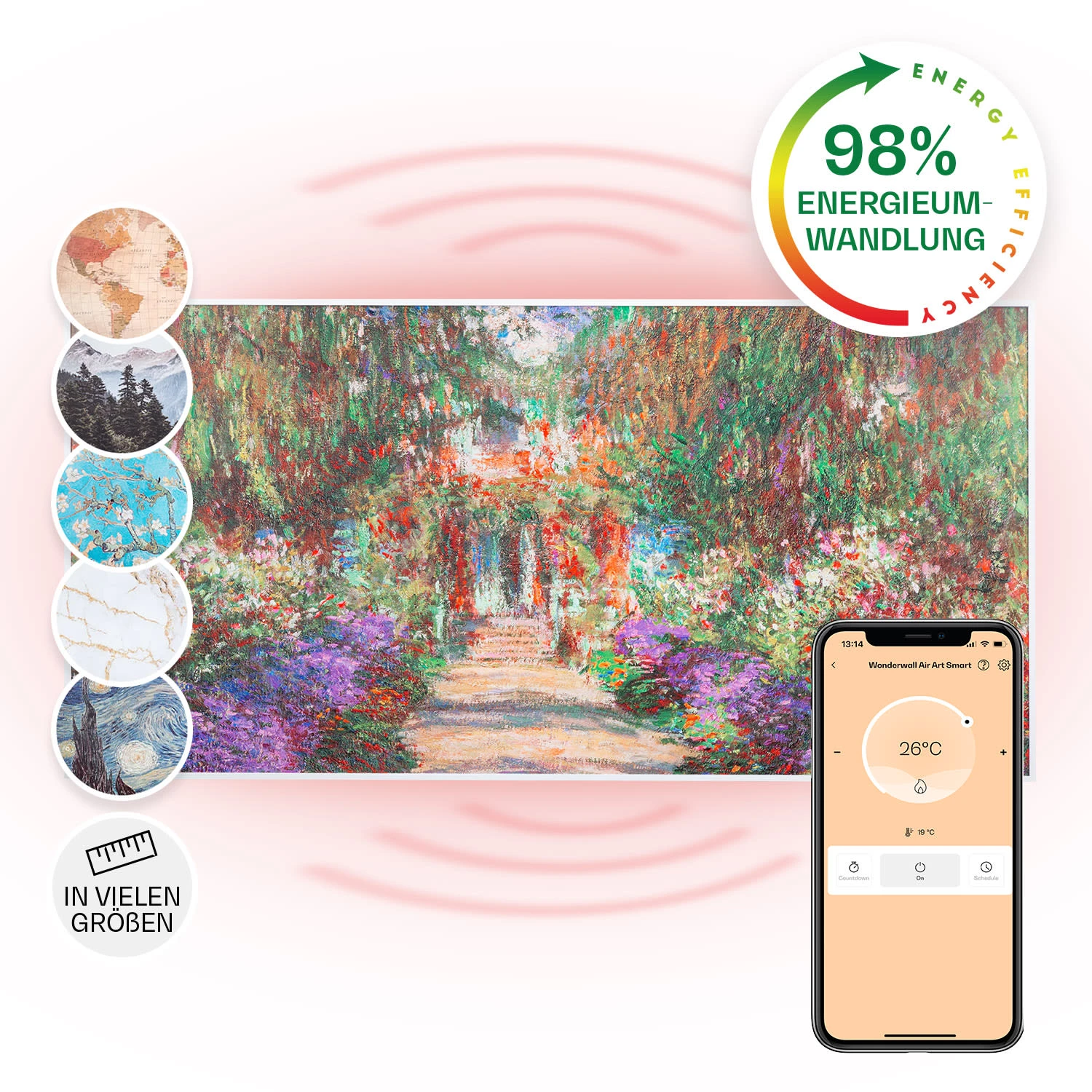 Wonderwall Air Art Smart Infrarotheizung 120x60cm 700W Wandinstallation App-Steuerung Gartenweg 3 Wonderwall Air Art Smart Infrarotheizung 120x60cm 700W Wandinstallation App-Steuerung Gartenweg