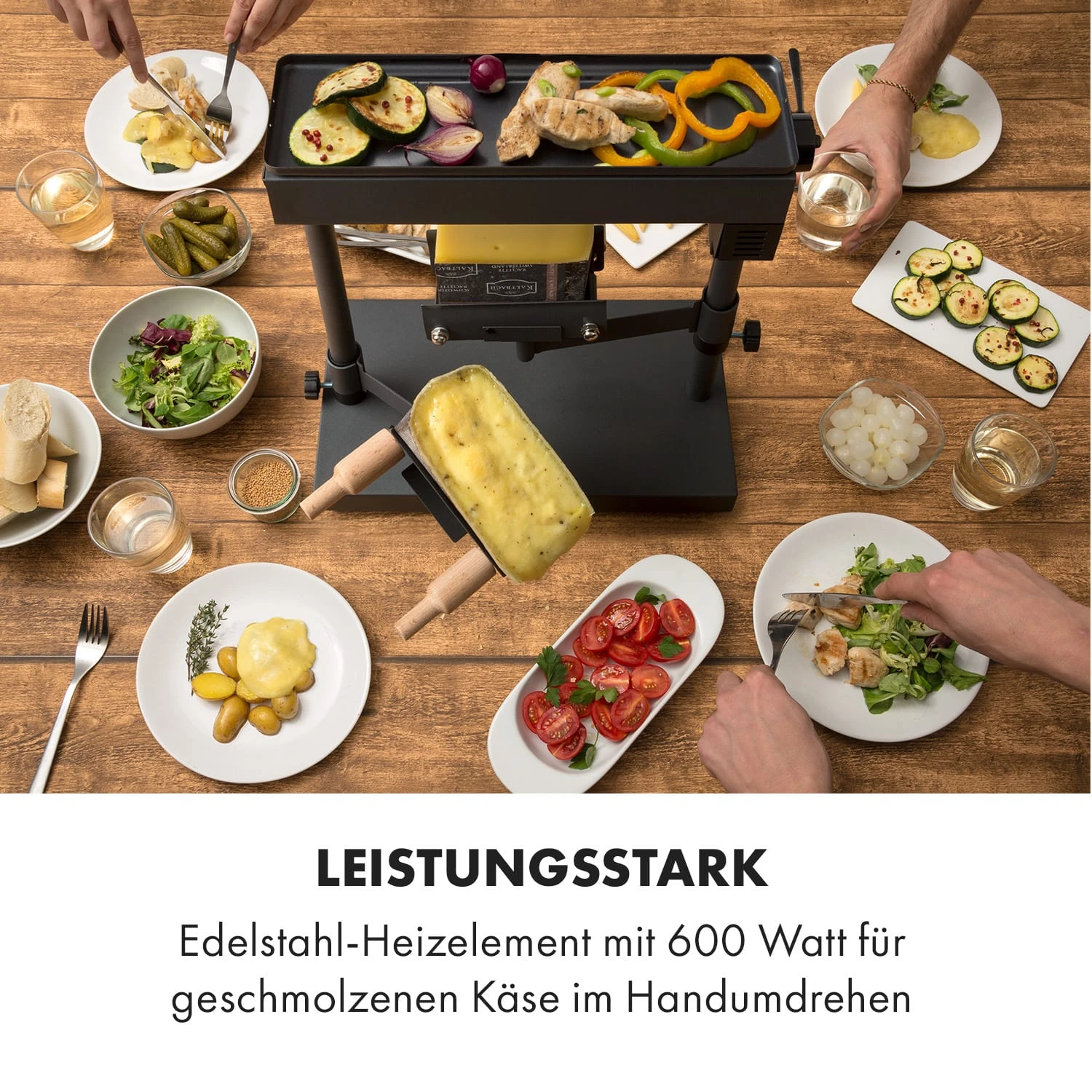 Appenzell XL Raclette Mit Grill 600 W Thermostat 2 Käseträger 4 Appenzell XL Raclette Mit Grill 600 W Thermostat 2 Käseträger – Bild 2