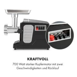 Kraftprotz Elektrischer Fleischwolf 700 W Kupfermotor Hack Wurst Kebbe Edelstahl -Haushaltsgeräte Geschäft 10035233 de 0005 logo
