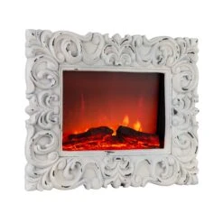 Alpbach Snow Elektrischer Kamin 1800W 2 Heizstufen 65 Cm Weißer Rahmen