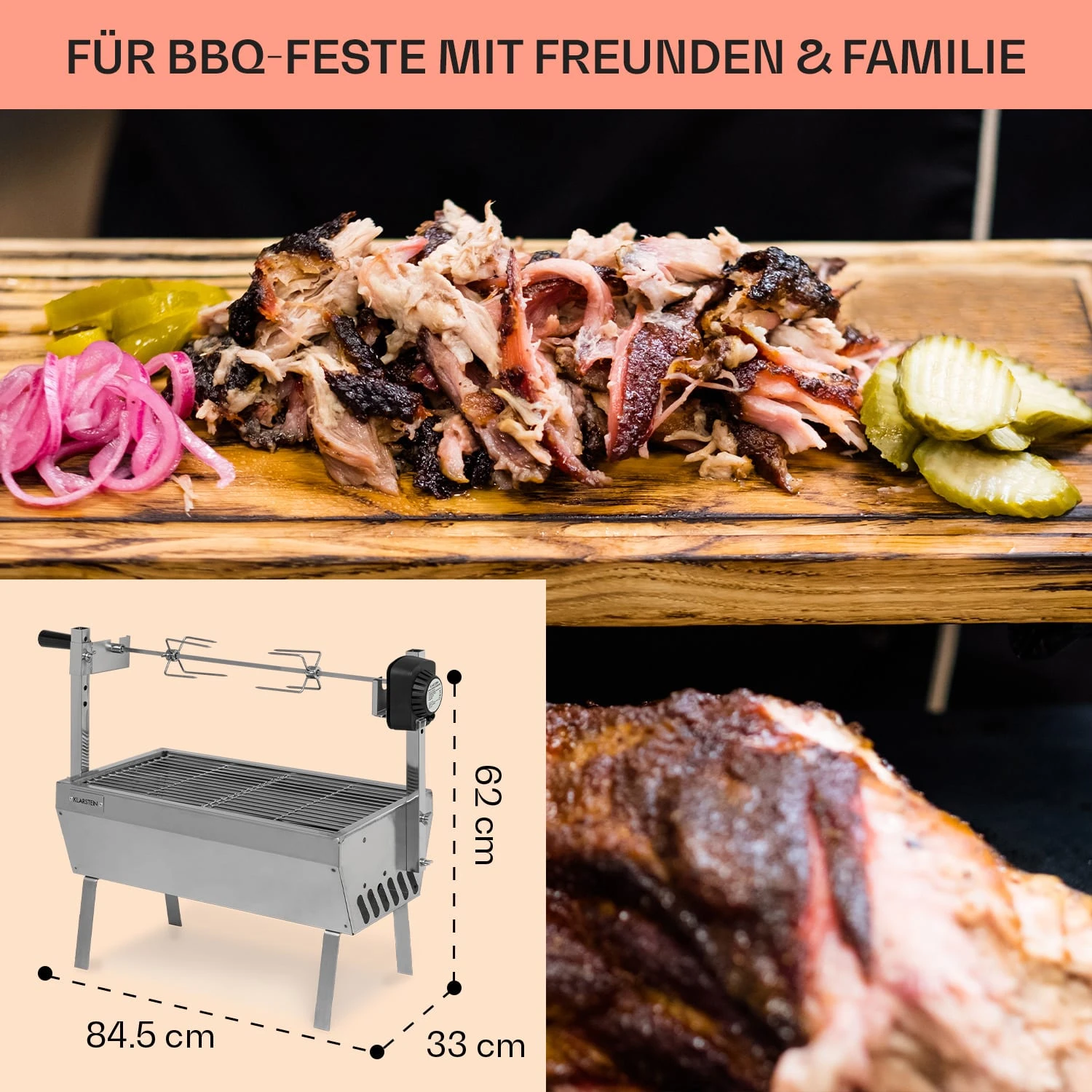 Sauenland Mini Rotisserie-Grill Drehspieß 4W 12kg Max. Edelstahl 8 Sauenland Mini Rotisserie-Grill Drehspieß 4W 12kg Max. Edelstahl – Bild 6