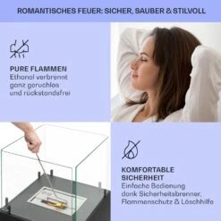 Phantasma Cubo Ethanol-Kamin Rauch- & Geruchlos Edelstahl-Brenner Sicherheitsglas -Haushaltsgeräte Geschäft 10035458 de 0006 usp