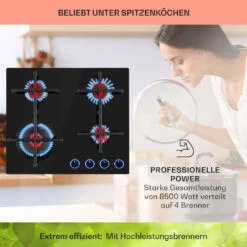 Illuminosa 4 Gaskochfeld 4-flammig Sabaf-Brenner Glaskeramik -Haushaltsgeräte Geschäft 10035464 de 0003 usp
