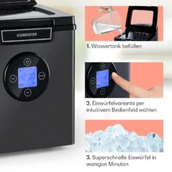 Icemeister 2G Eiswürfelmaschine 12kg/24h LC-Display Edelstahl -Haushaltsgeräte Geschäft 10035712 de 0004 usp