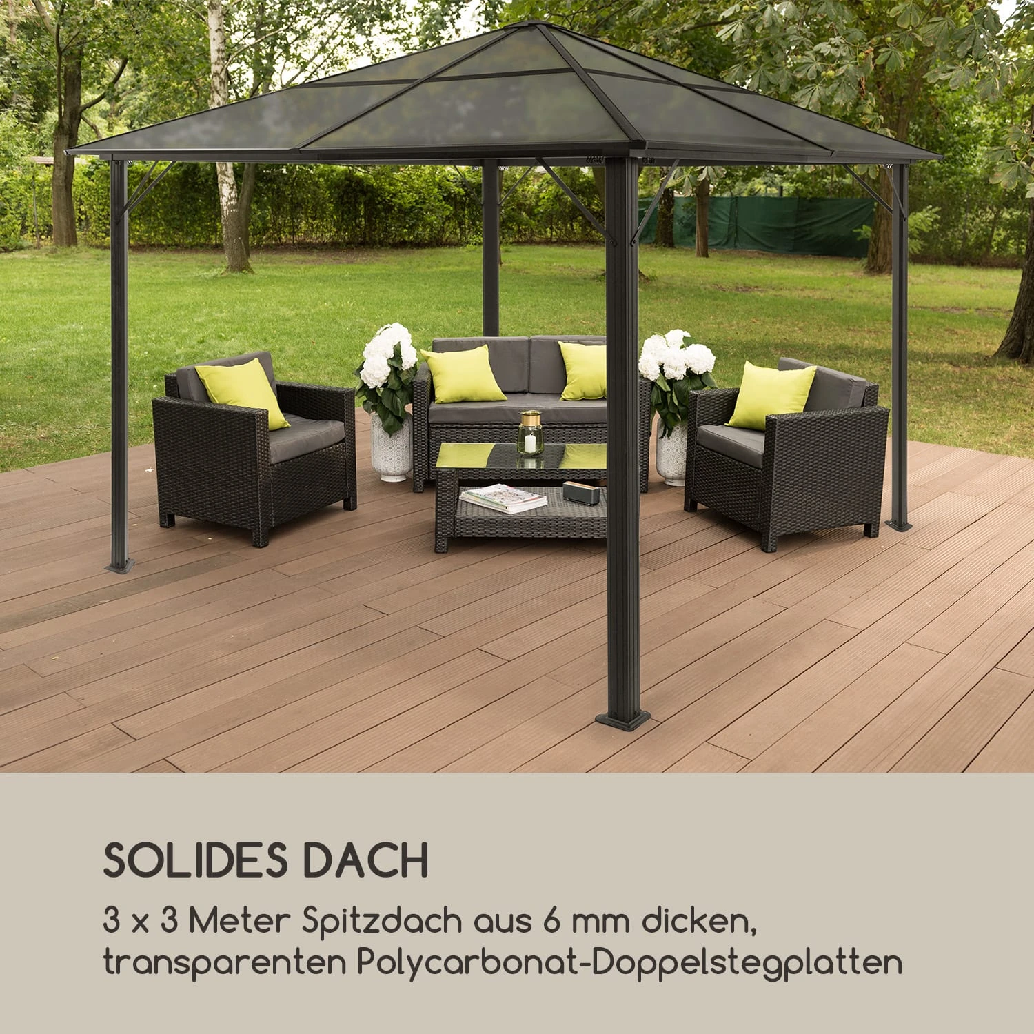 Pantheon Solid Sky Ambient Solar Pavillon Mit Grauem Dach 3x3m Polycarbonat Aluminium 9 Pantheon Solid Sky Ambient Solar Pavillon Mit Grauem Dach 3x3m Polycarbonat Aluminium – Bild 7