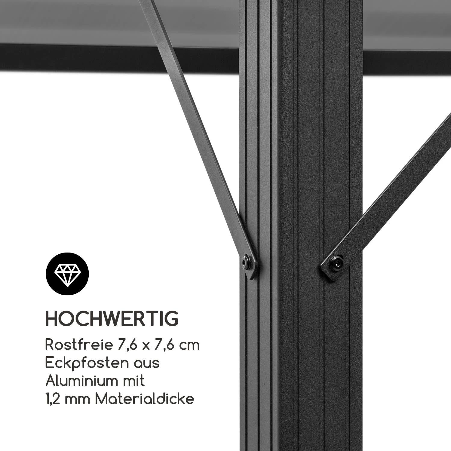 Pantheon Solid Sky Ambient Solar Pavillon Mit Grauem Dach 3x3m Polycarbonat Aluminium 10 Pantheon Solid Sky Ambient Solar Pavillon Mit Grauem Dach 3x3m Polycarbonat Aluminium – Bild 8