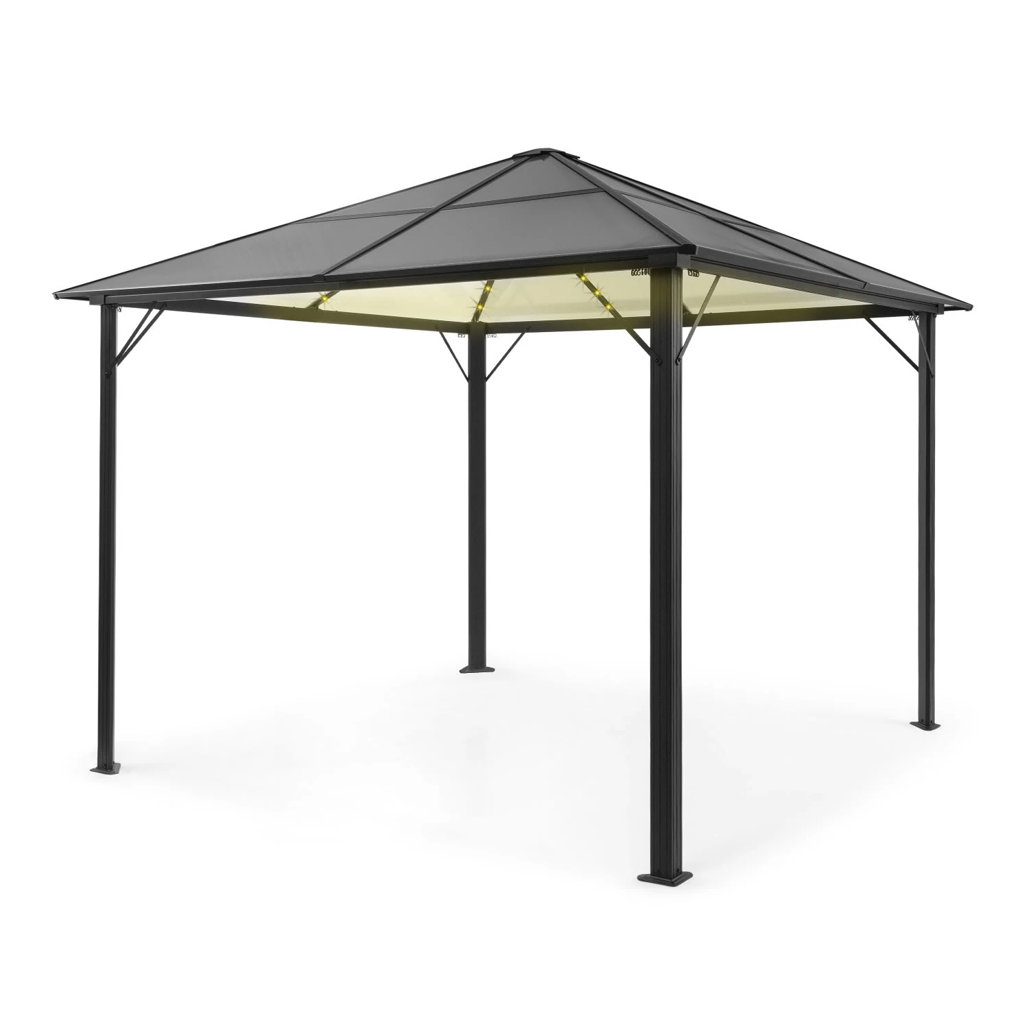 Pantheon Solid Sky Ambient Solar Pavillon Mit Grauem Dach 3x3m Polycarbonat Aluminium 3 Pantheon Solid Sky Ambient Solar Pavillon Mit Grauem Dach 3x3m Polycarbonat Aluminium