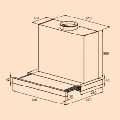 Mariana Neo 60 Flachschirmhaube 60cm 640 M³/h Abluft LED -Haushaltsgeräte Geschäft 10035925 yy 0007 dimensions