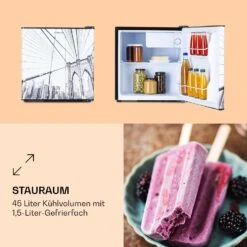 CoolArt 45L Mini-Kühlschrank EEK F Gefrierfach 1,5l Designtür -Haushaltsgeräte Geschäft 10036183 de 0003 logo