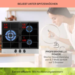 Alchemist 3 Gaskochfeld 3-flammig Aluminium-Brenner Glaskeramik -Haushaltsgeräte Geschäft 10037804 de 0003 usp