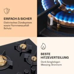 Goldflame 3 Gaskochfeld 3-flammig Messing-Brenner Glaskeramik -Haushaltsgeräte Geschäft 10037805 de 0005 logo