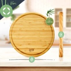 3er-Set Bambus-Frühstücksbrett Rund 25 X 1,6 X Cm (ØxH) Pflegeleicht -Haushaltsgeräte Geschäft 10038082 yy 0006 logo