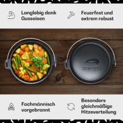 Galloway Dutch Oven 6.0 BBQ-Topf Gusseisen Standfüße Größe M / 6 Qt -Haushaltsgeräte Geschäft 10038585 de 0003 usp