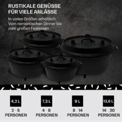 Guernsey Premium Dutch Oven 6.0 BBQ-Topf Gusseisen Standfüße Größe M / 6 Qt -Haushaltsgeräte Geschäft 10038642 de 0006 usp