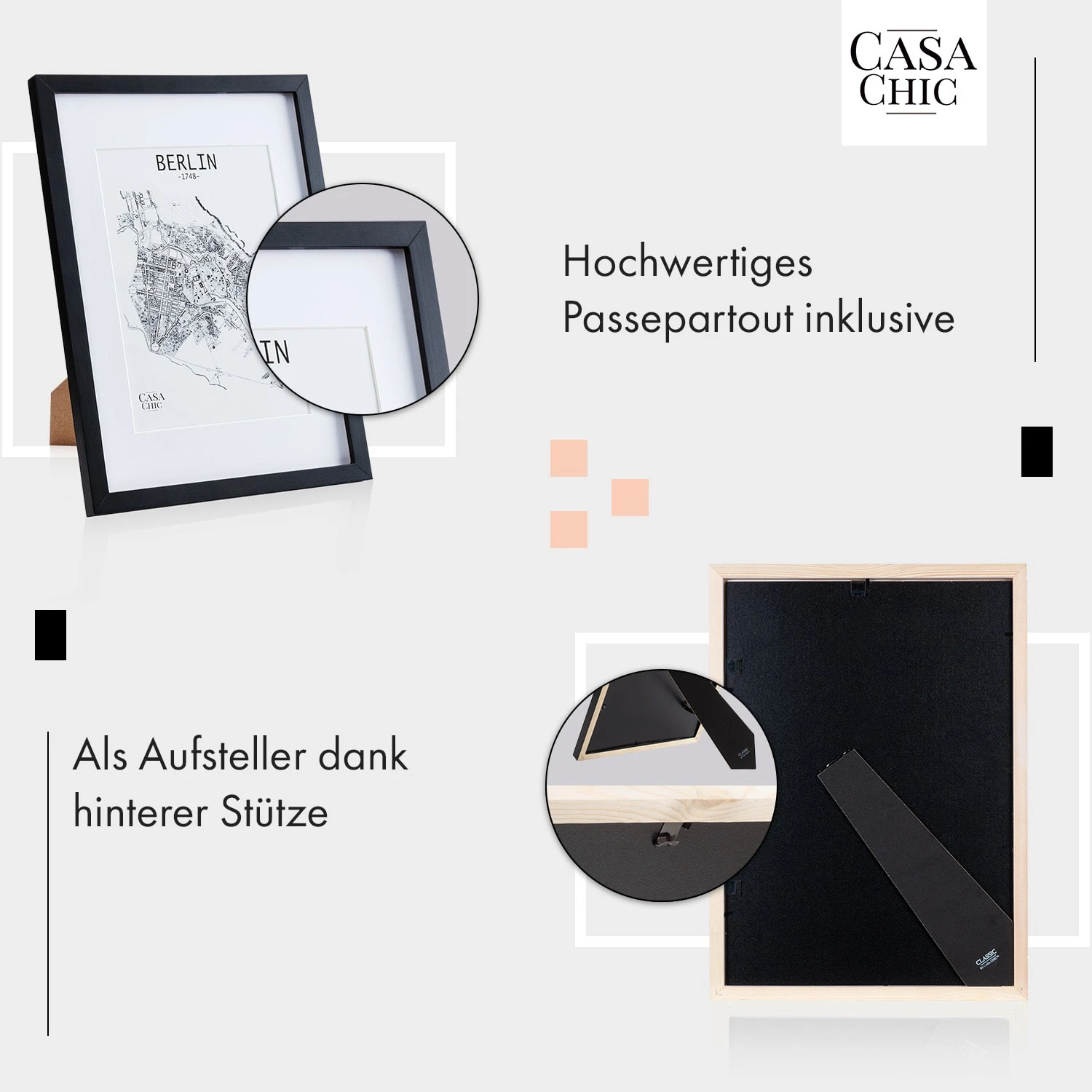 Bristol Bilderrahmen Glasscheibe A3 Mit Passepartout A4 Echtholz 6 Bristol Bilderrahmen Glasscheibe A3 Mit Passepartout A4 Echtholz – Bild 4