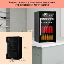 Beersafe 3XL Onyx Kühlschrank 98 Liter 4 Böden Panoramaglastür -Haushaltsgeräte Geschäft 10039655 DE 0006 usp