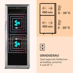 Klarstein Vinamour 77 Duo Weinkühlschrank 191 Liter 5 - 20 °C 2 Kühlzonen -Haushaltsgeräte Geschäft 10039771 de 0004 logo