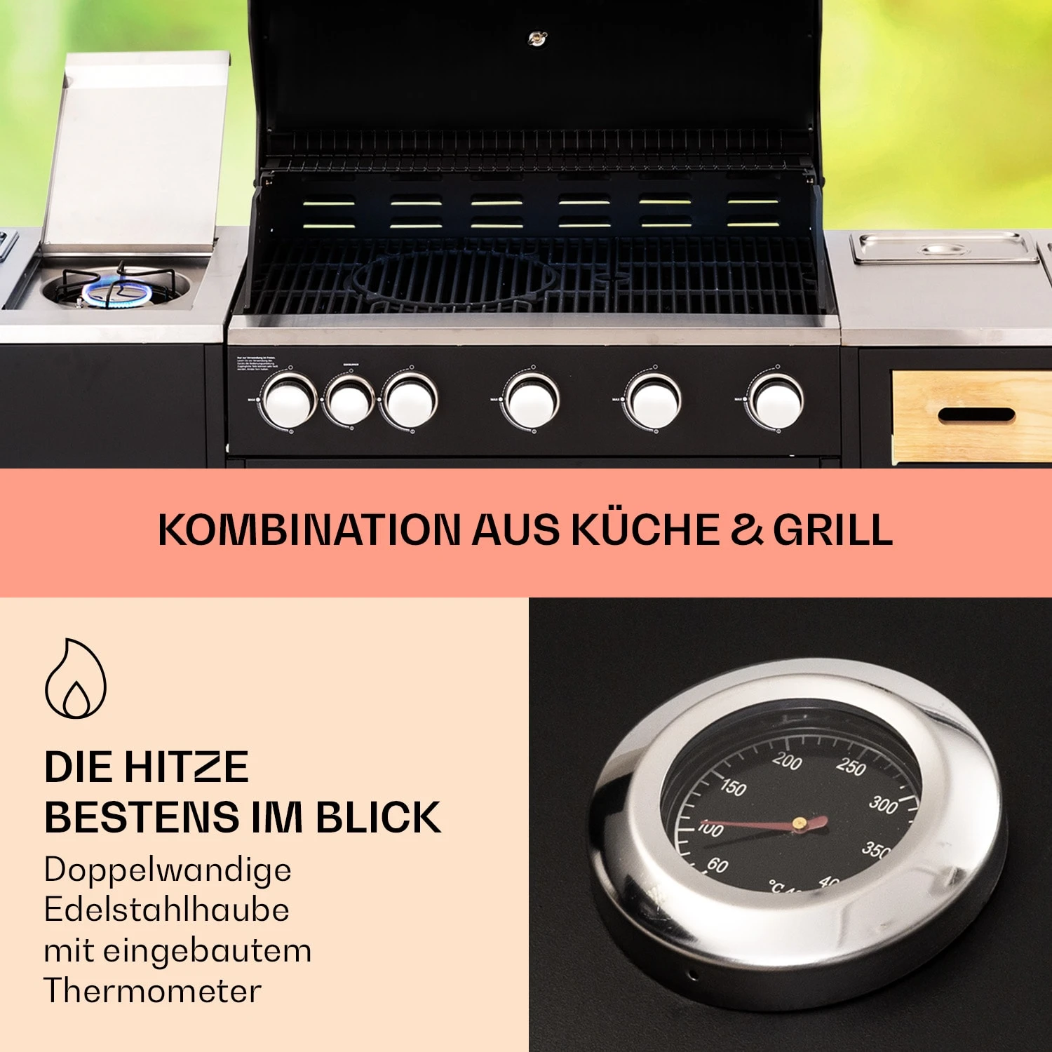 Jersey Outdoor Kitchen Gasgrill Spüle 20,7 KW 5+1 Brenner Mobil 5 Jersey Outdoor Kitchen Gasgrill Spüle 20,7 KW 5+1 Brenner Mobil – Bild 3