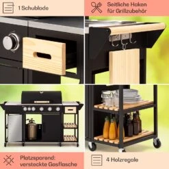Jersey Outdoor Kitchen Gasgrill 20,7 KW 5+1 Brenner Mobil Regenschutz -Haushaltsgeräte Geschäft 10039855 de 0005 usp