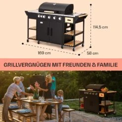 Jersey Outdoor Kitchen Gasgrill 20,7 KW 5+1 Brenner Mobil Regenschutz -Haushaltsgeräte Geschäft 10039855 de 0006 usp