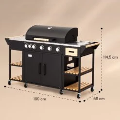 Jersey Outdoor Kitchen Gasgrill 20,7 KW 5+1 Brenner Mobil Regenschutz -Haushaltsgeräte Geschäft 10039855 yy 0008 dimensions