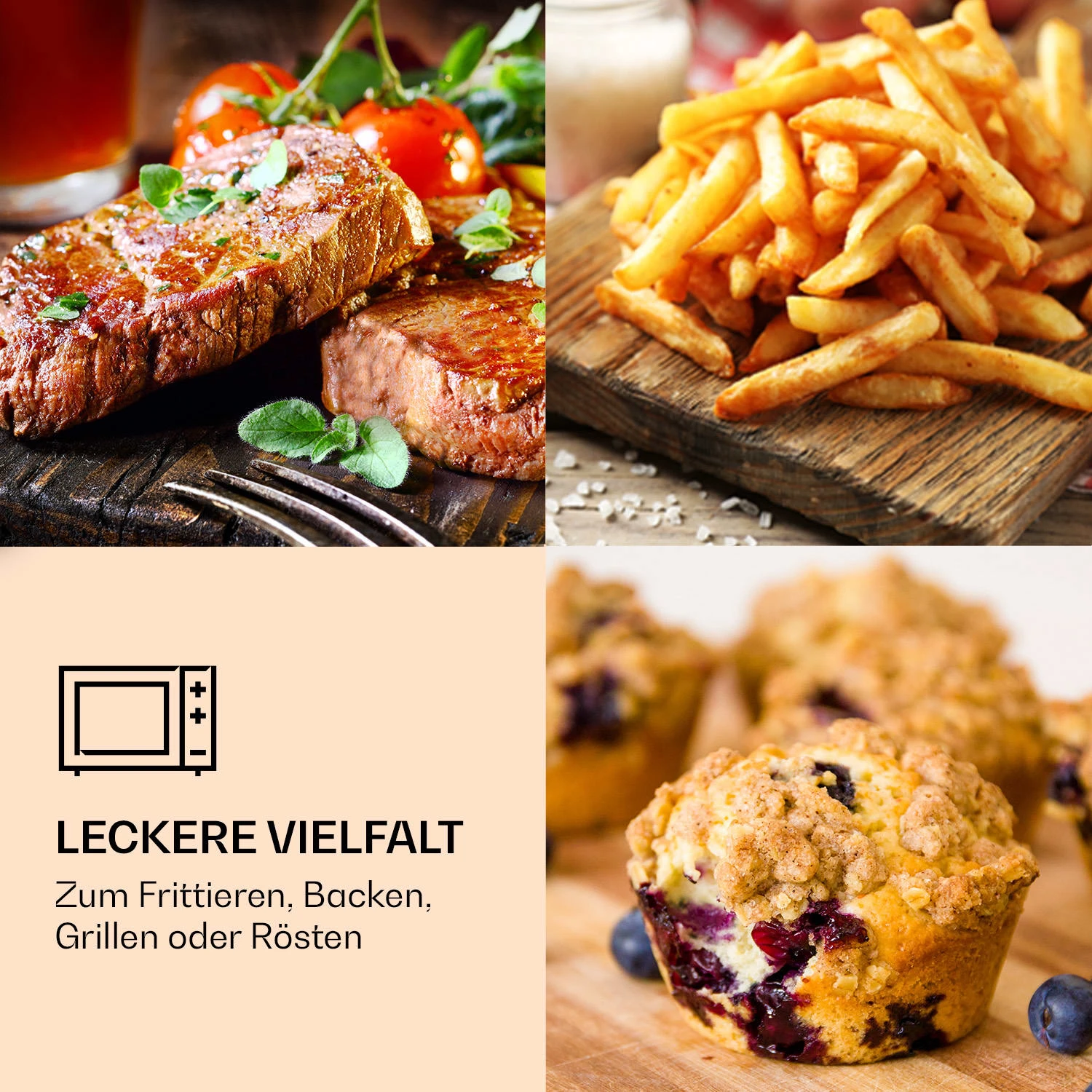 Prime Air Heißluftfritteuse 1500W 23l Timer 8 Programme 4 Prime Air Heißluftfritteuse 1500W 23l Timer 8 Programme – Bild 2