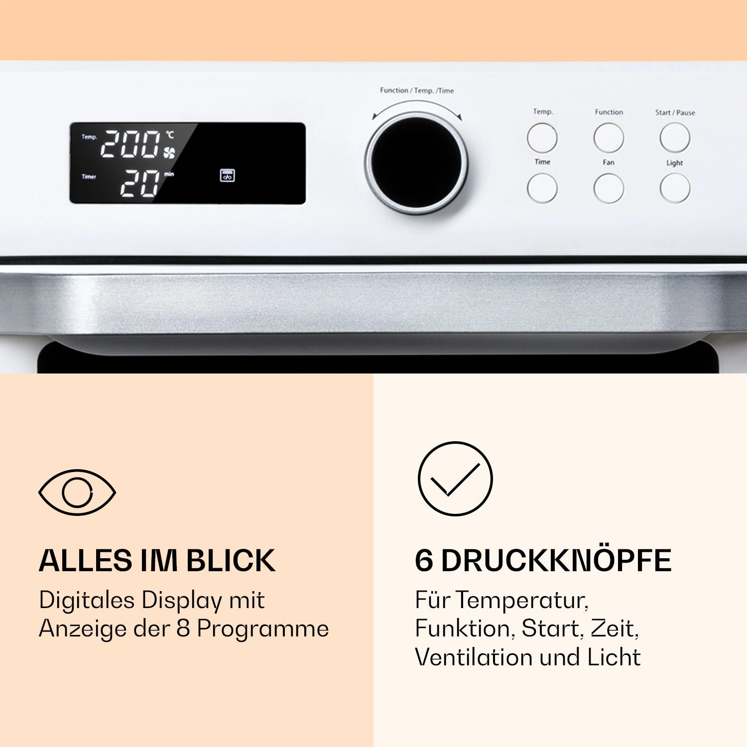 Prime Air Heißluftfritteuse 1500W 23l Timer 8 Programme 6 Prime Air Heißluftfritteuse 1500W 23l Timer 8 Programme – Bild 4