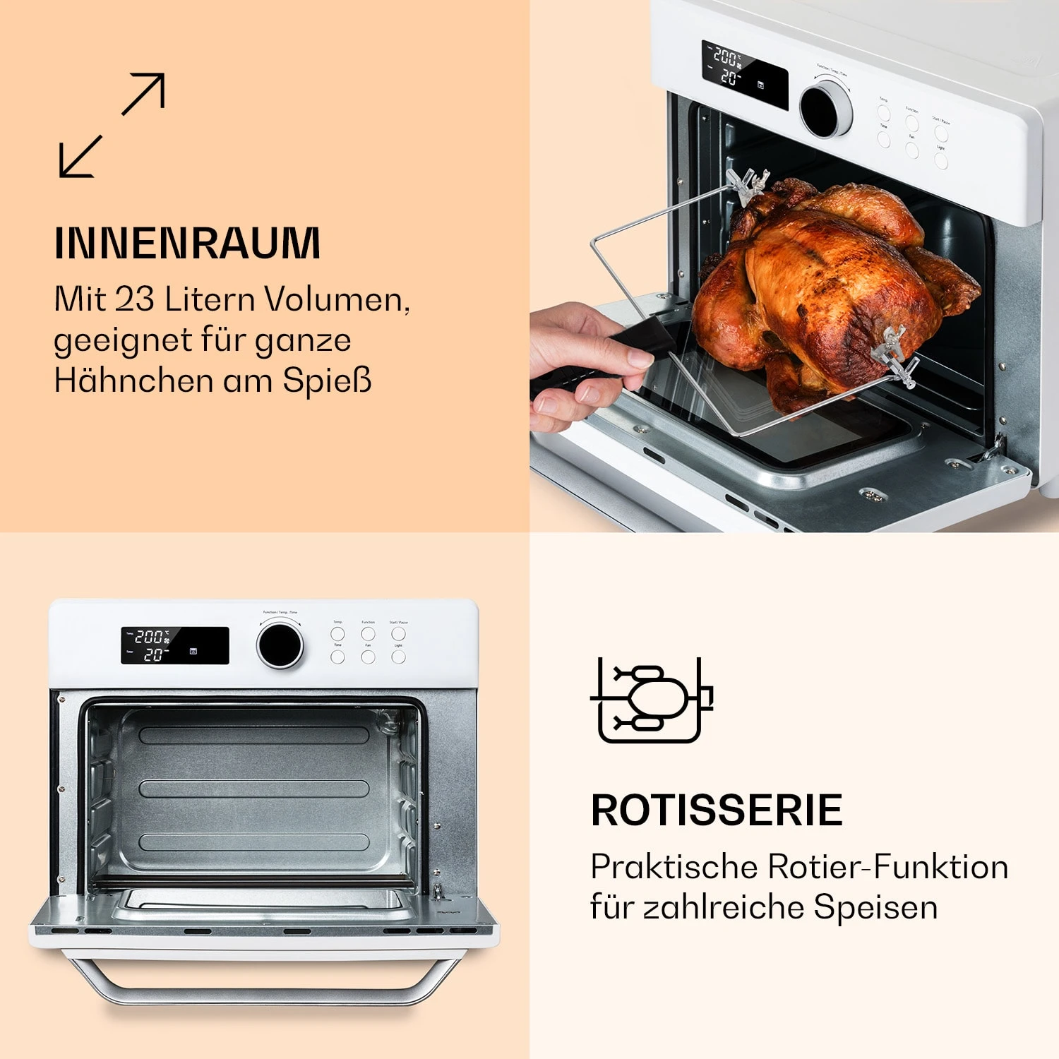 Prime Air Heißluftfritteuse 1500W 23l Timer 8 Programme 7 Prime Air Heißluftfritteuse 1500W 23l Timer 8 Programme – Bild 5