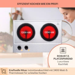 Ramsey Doppel-Kochfeld 2400W 11 Leistungsstufen Glaskeramik 13 Ramsey Doppel-Kochfeld 2400W 11 Leistungsstufen Glaskeramik -Haushaltsgeräte Geschäft 10040070 de 0003 usp