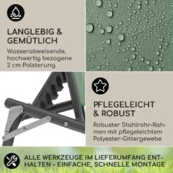 Amalfi Sonnenliege 70 X 37 X 200 Cm Sonnenblende 5-stufige Rückenlehne Stahlrohr Witterungsbeständig -Haushaltsgeräte Geschäft 10040073 de 0003 logo