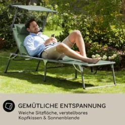 Amalfi Sonnenliege 70 X 37 X 200 Cm Sonnenblende 5-stufige Rückenlehne Stahlrohr Witterungsbeständig -Haushaltsgeräte Geschäft 10040073 de 0006 logo