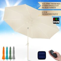 Blumfeldt Calais Sonnenschirm LED Aluminium-Rahmen Polyester-Bespannung UV 50