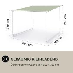 Nantes Pavillon Gazebo Sonnendach 3x3m Polyester Stahlrahmen UV50+ Bodenrollen -Haushaltsgeräte Geschäft 10040108 de 0004 logo