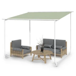 Nantes Pavillon Gazebo Sonnendach 3x3m Polyester Stahlrahmen UV50+ Bodenrollen