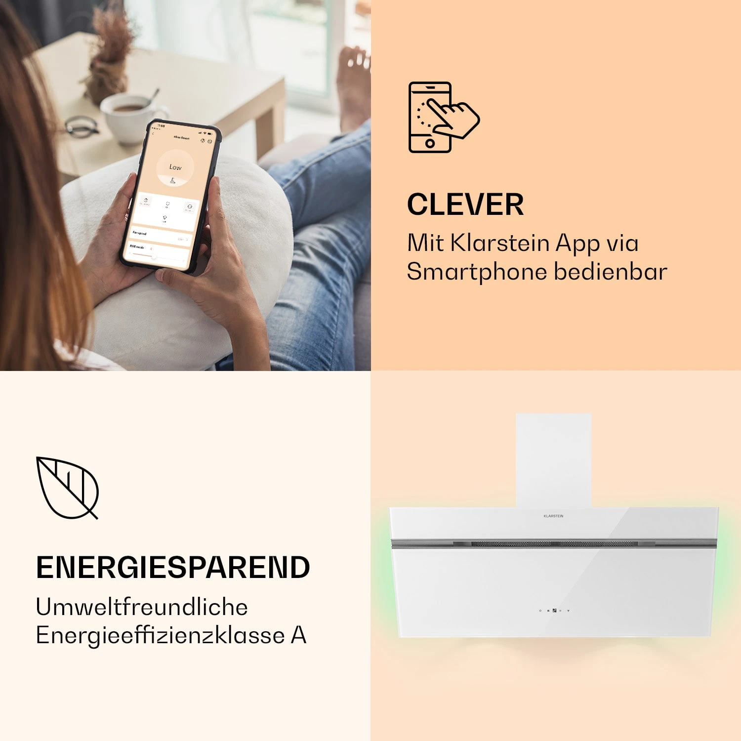 Alina 90 Smart Dunstabzugshaube 90cm 594m³/h LED Ambiente Glasfront 5 Alina 90 Smart Dunstabzugshaube 90cm 594m³/h LED Ambiente Glasfront – Bild 3