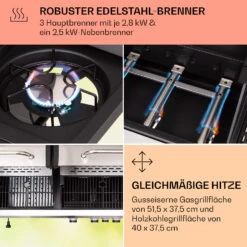 Kingsville 3.1 Kombigrill Gas + Kohle 10,9 KW 3+1 Brenner 14 Kingsville 3.1 Kombigrill Gas + Kohle 10,9 KW 3+1 Brenner -Haushaltsgeräte Geschäft 10040270 de 0005 usp