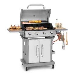 Lucifer 4 Gasgrill 4 X 3,6 KW Brenner 69x45cm Grill Edelstahl Mobil