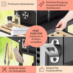 Aberdeen Double Holzkohlegrill Smoker Thermometer 2 Seitentische Mobil -Haushaltsgeräte Geschäft 10040293 de 0006 usp