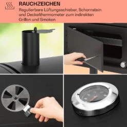 Aberdeen Kombi-Grill Gas Kohle Smoker Thermometer 2 Seitentische Mobil -Haushaltsgeräte Geschäft 10040294 de 0005 usp