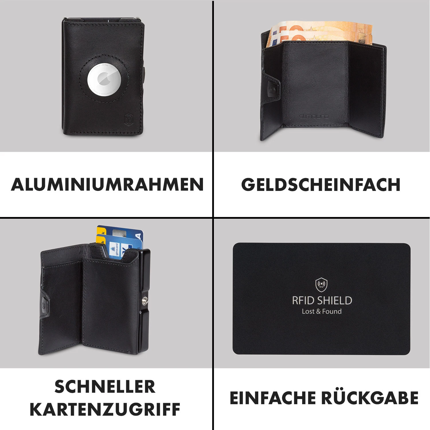 ZNAP Airtag Wallet 12 Karten Münzfach 9x1,8x6 Cm (BxHxT) RFID-Schutz 5 ZNAP Airtag Wallet 12 Karten Münzfach 9x1,8x6 Cm (BxHxT) RFID-Schutz – Bild 3