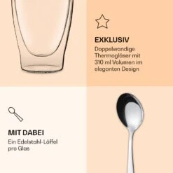 DUOS Doppelwandiges Glas 310 Ml Thermofunktion Inkl. Edelstahl-Löffel 14 DUOS Doppelwandiges Glas 310 Ml Thermofunktion Inkl. Edelstahl-Löffel -Haushaltsgeräte Geschäft 10040386 de 0006 logo
