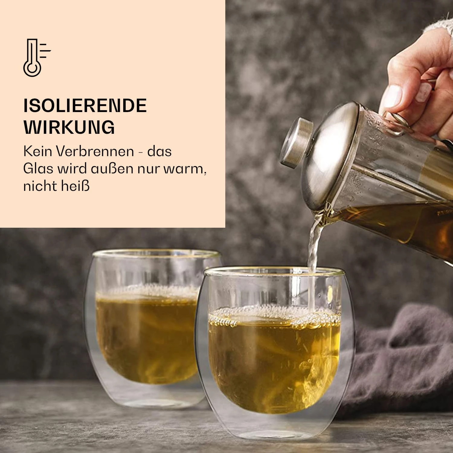 DUOS Jumbo Doppelwandiges Glas 410 Ml Thermofunktion Inkl. Edelstahl-Löffel 4 DUOS Jumbo Doppelwandiges Glas 410 Ml Thermofunktion Inkl. Edelstahl-Löffel – Bild 2