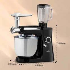 Renata Rossa Küchenmaschine 3-in-1 2000W 2,7PS 5Ltr Edelstahl BPA-frei 17 Renata Rossa Küchenmaschine 3-in-1 2000W 2,7PS 5Ltr Edelstahl BPA-frei -Haushaltsgeräte Geschäft 10040500 yy 0008 dimensions